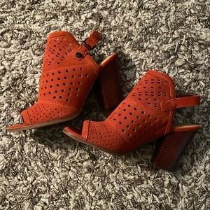 Marc Fisher suede peep toe booties